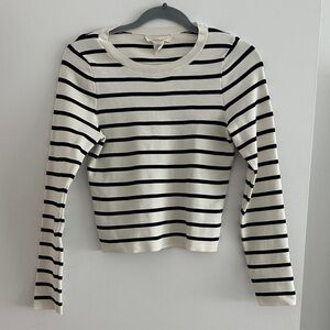 Classic Black and White Striped Long Sleeve Top